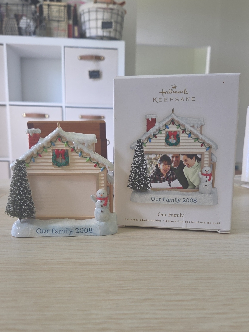 Hallmark Keepsake White Christmas Photo Holder with Snowman & Tree